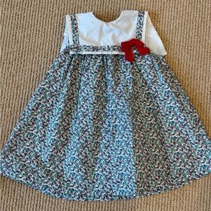 Pepa London Evelyn Floral Sleeveless Bow Detail Trapeze Dress in Red, Size 4Y